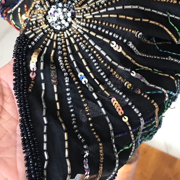 VTG Rina Z 100% Silk Rainbow Beaded Dress Set - Picture 10 of 12